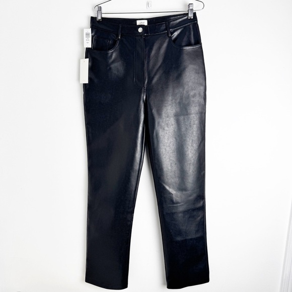 NWT Aritzia Wilfred Melina Pant in Japanese vegan leather black size 12 - Picture 4 of 10